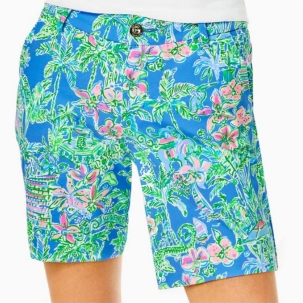Lilly Pulitzer Blue and Pink Floral Bermuda Shorts